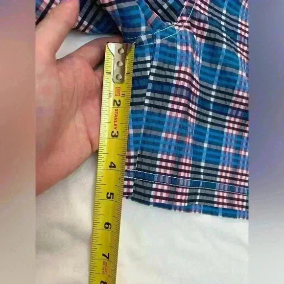 Bugatchi NEW Men’s Red White and Blue Plaid Textured Lightweight Swim Trunks - Picture 12 of 13